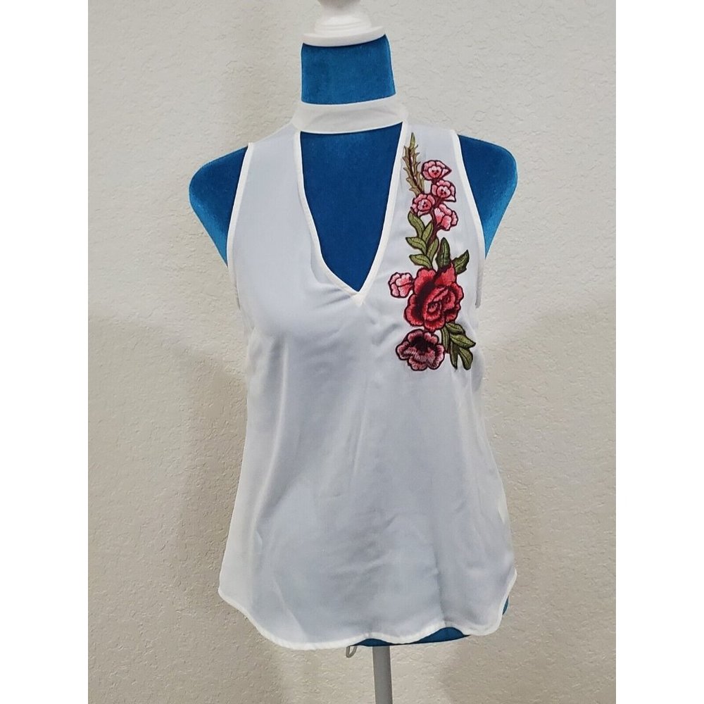 Candies White Sheer Embroidered Blouse Size XS